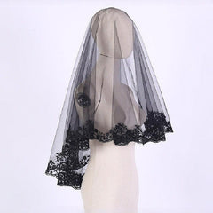 Black rose lace veil 882304078 - COCOMELODY
