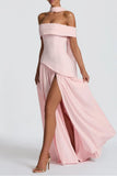 Sheath-Column Floor Length Silk-Like Wedding Guest Dress 963358428274