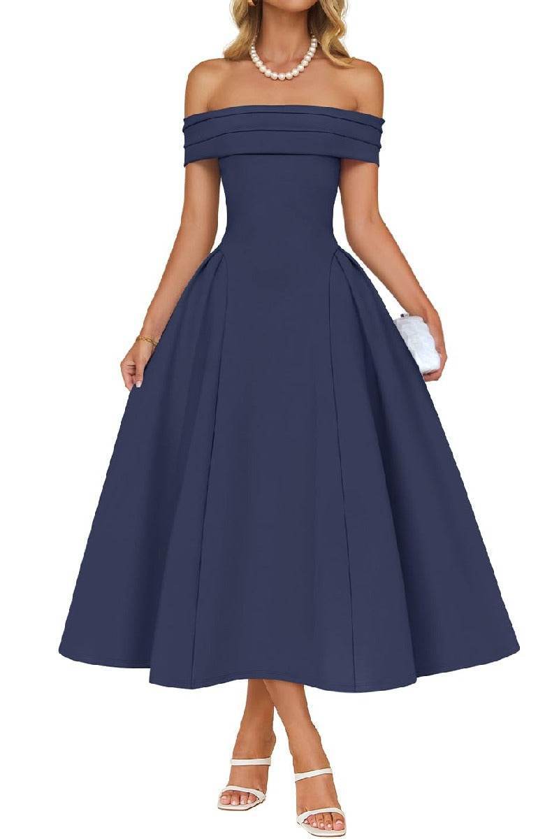 A-Line Midi Satin Formal Wedding Guest Dresses B0DS8NJRR3 - COCOMELODY