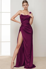 Sheath-Column Sweep-Brush Train Silk-Like Prom Dress CS0434 - COCOMELODY
