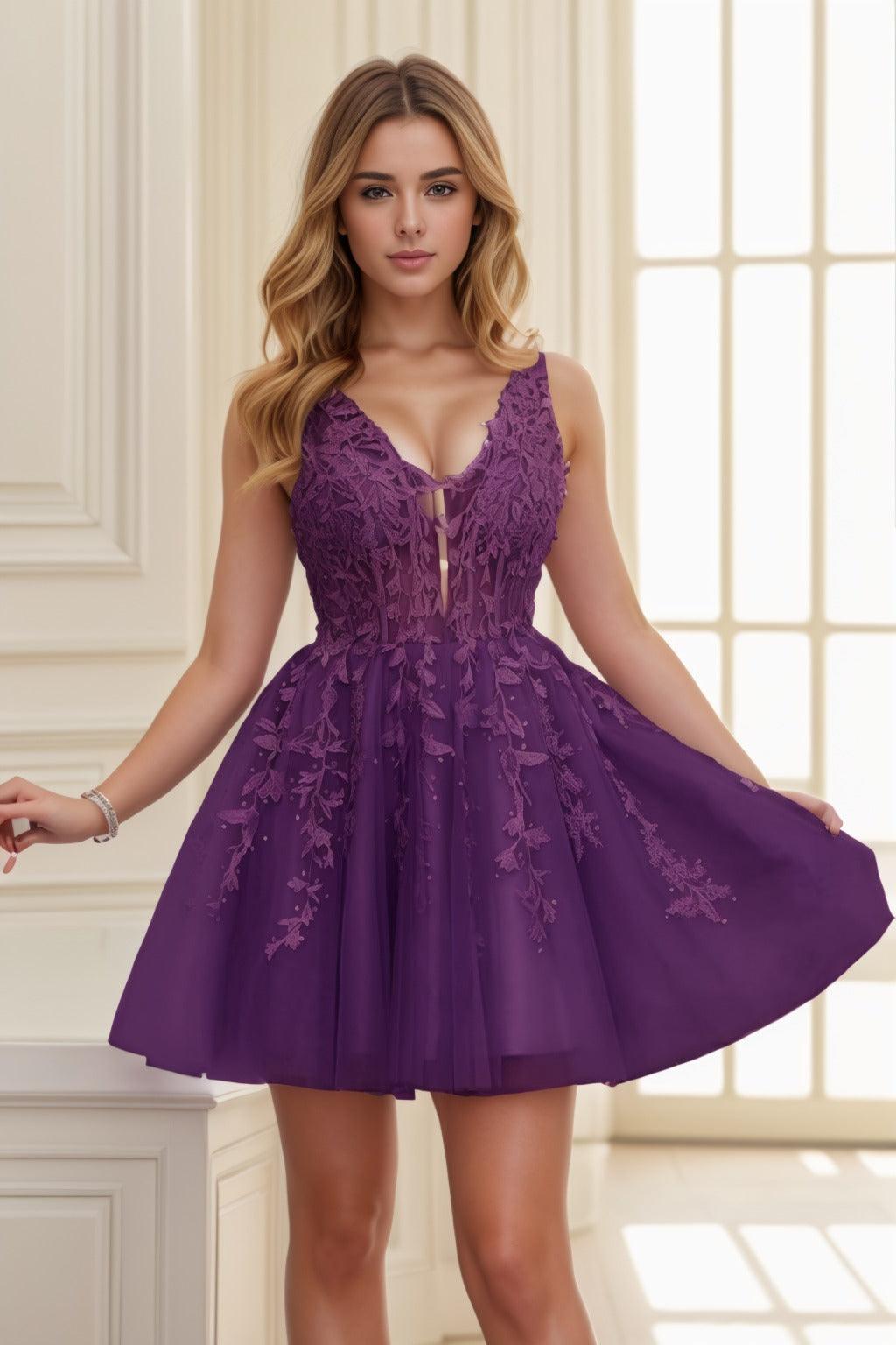 A-line Short-Mini Tulle Prom Dress CS0410 - COCOMELODY