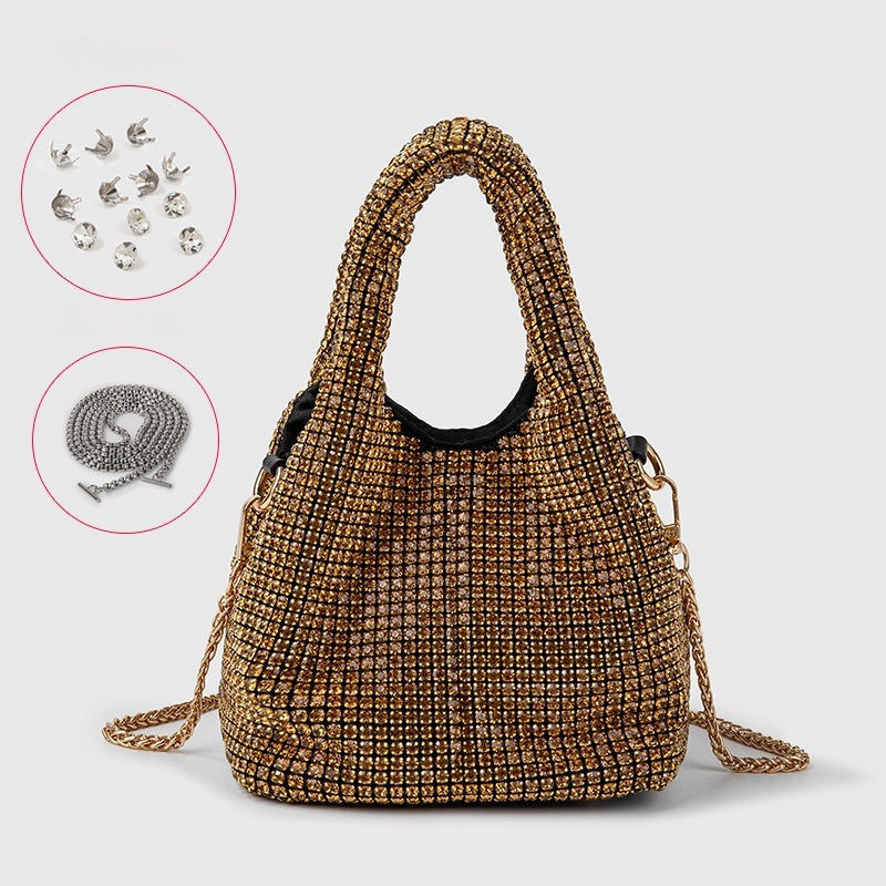 Diamond-encrusted and diamond-filled tote bucket dinner bag 819045946412 - COCOMELODY