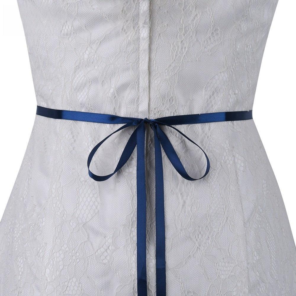 Ribbons Wedding Sash with Rhinestone Imitation Pearl 837366894589 - COCOMELODY