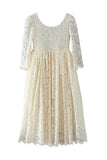 A-Line Scoop Neck Long Sleeve Lace Maxi Flower Girl Dresses 727596202219 - COCOMELODY