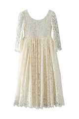 A-Line Scoop Neck Long Sleeve Lace Maxi Flower Girl Dresses 727596202219 - COCOMELODY