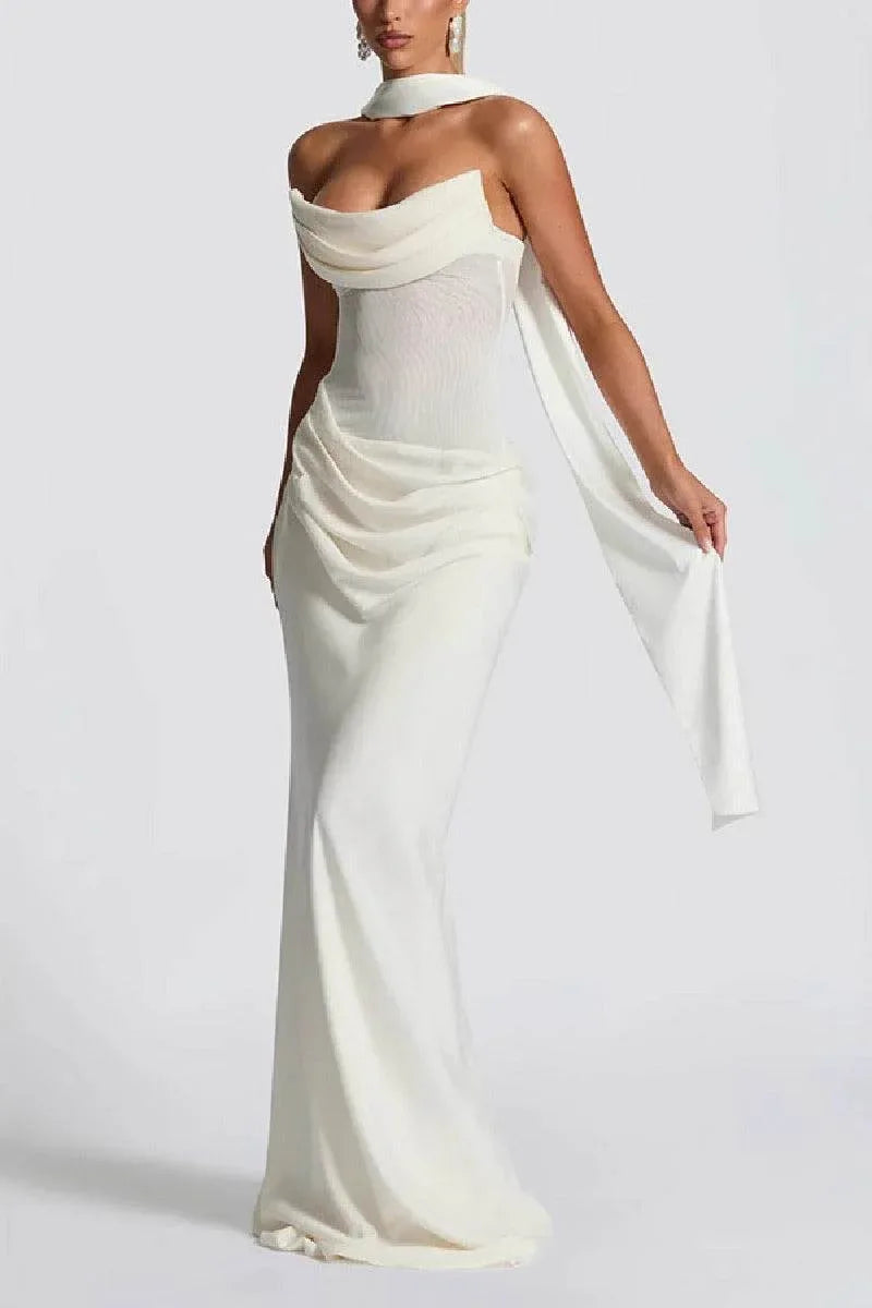Sheath-Column Sweep-Brush Train Elastic Silk like Satin Formal Evening Dress 972310810695 - COCOMELODY