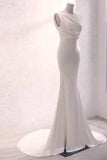 Trumpet-Mermaid Sweep-Brush Train Satin Wedding Dress 677606919790 - COCOMELODY