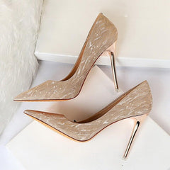 Glitter and Metallic Pointy Stiletto Heels 606336050941 - COCOMELODY
