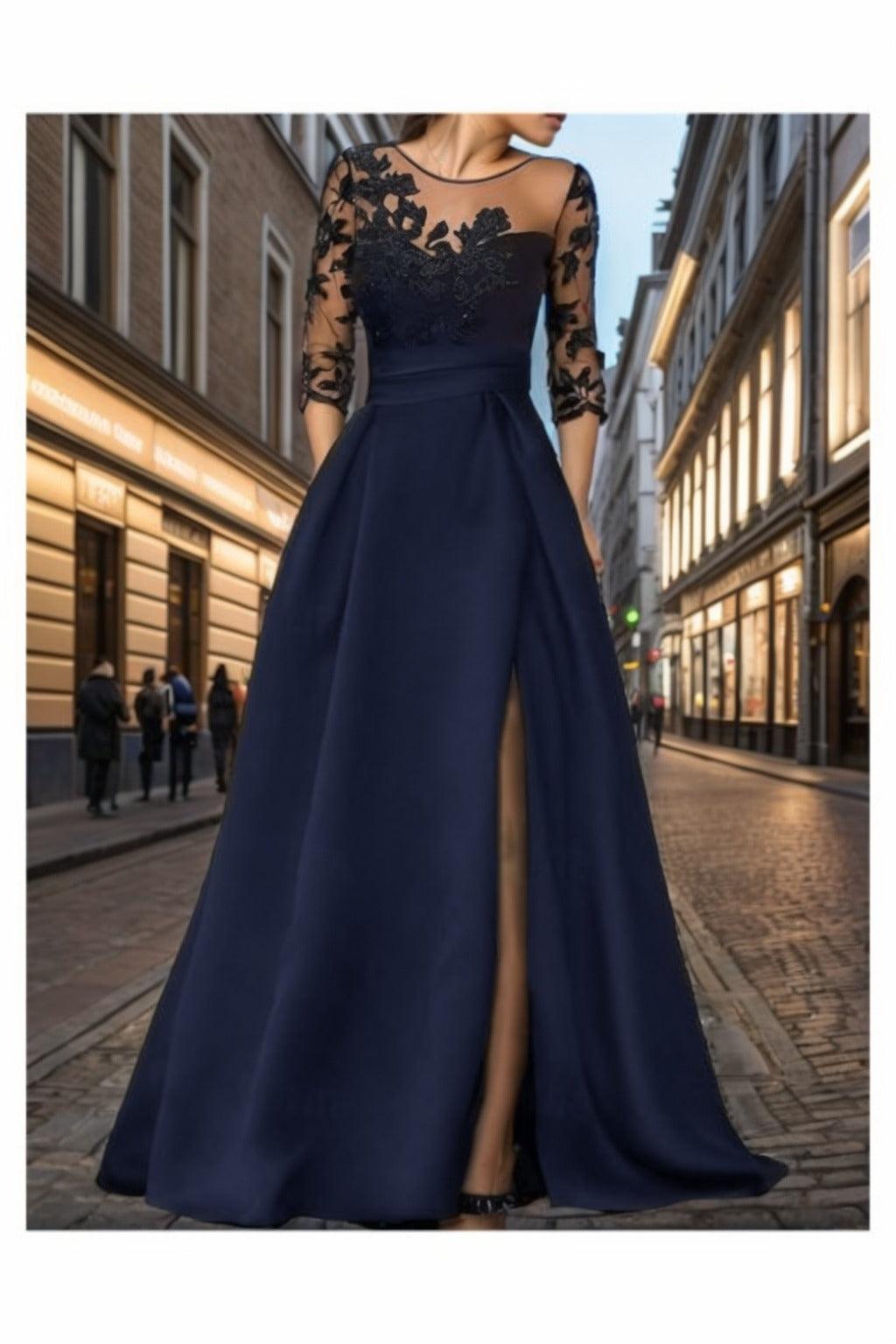 A-Line Sweep-Brush Train Silk-Like Prom Dress CS0456 - COCOMELODY