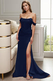 Sheath-Column Sweep-Brush Train Elastic Cloth Prom Dress CS0462 - COCOMELODY