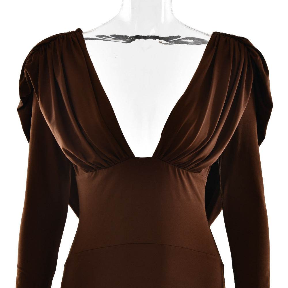 Sheath-Column Maxi Knitted Fabric Dress 962163073803 - COCOMELODY