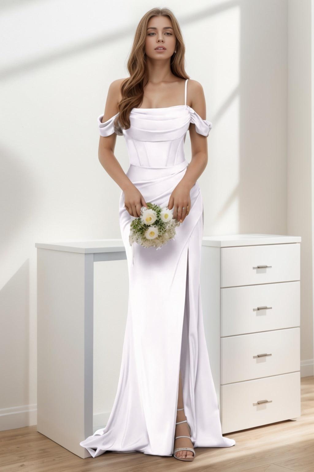 Trumpet-Mermaid Sweep-Brush Train Silk-Like Prom Dress CS0399 - COCOMELODY
