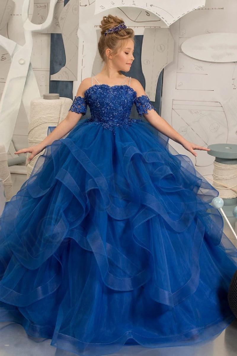 Ball Gown Floor Length Tulle Lace Flower Girl Dress 687176148616 - COCOMELODY
