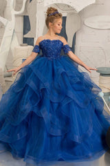 Ball Gown Floor Length Tulle Lace Flower Girl Dress 687176148616 - COCOMELODY