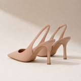 Pointed Toe Slingback Pumps Ankle Strap Elegant Heel Shoes 1025693605260