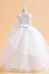 A-Line Maxi Tulle Flower Girl Dress 682982626293 - COCOMELODY