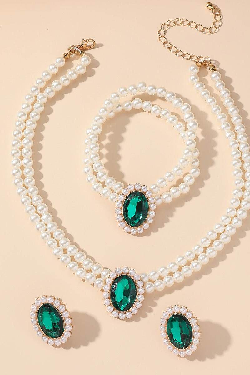 Classic Pearl/Bracelet/ Wedding Earrings/Necklace Jewelry Sets (Set of 3) 808578164285 - COCOMELODY