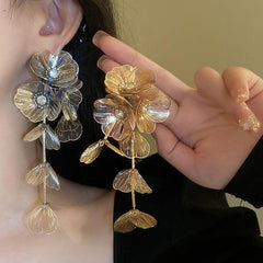 Floral tassel earrings Heavy metal long earrings Fashion earrings 726743719985 - COCOMELODY
