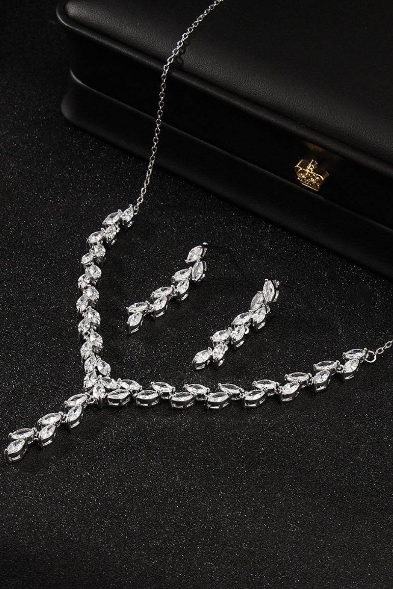 Gorgeous Zircon Earrings/Necklace Jewelry Sets (Set of 2) 702777627165 - COCOMELODY