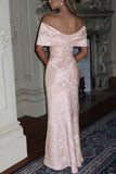 Sheath-Column Ankle Length Jacquard Satin  Wedding Guest Dress 1021881310366