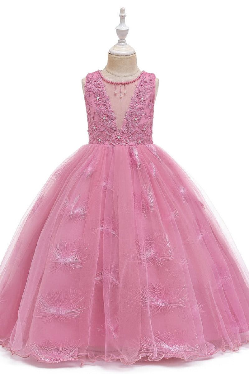 A-Line/Princess Scoop Neck Tulle Flower Girl Dresses With Sash/Bow 612626068133 - COCOMELODY