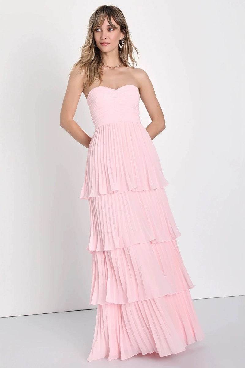 A-line Maxi Pleated Satin Formal Evening Dresses 847845179738 - COCOMELODY
