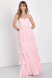 A-line Maxi Pleated Satin Formal Evening Dresses 847845179738 - COCOMELODY
