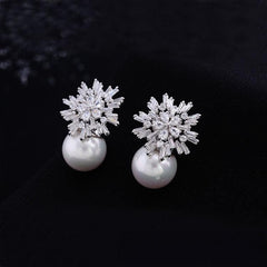 925 Silver needle shell pearl earrings 44806862656 - COCOMELODY