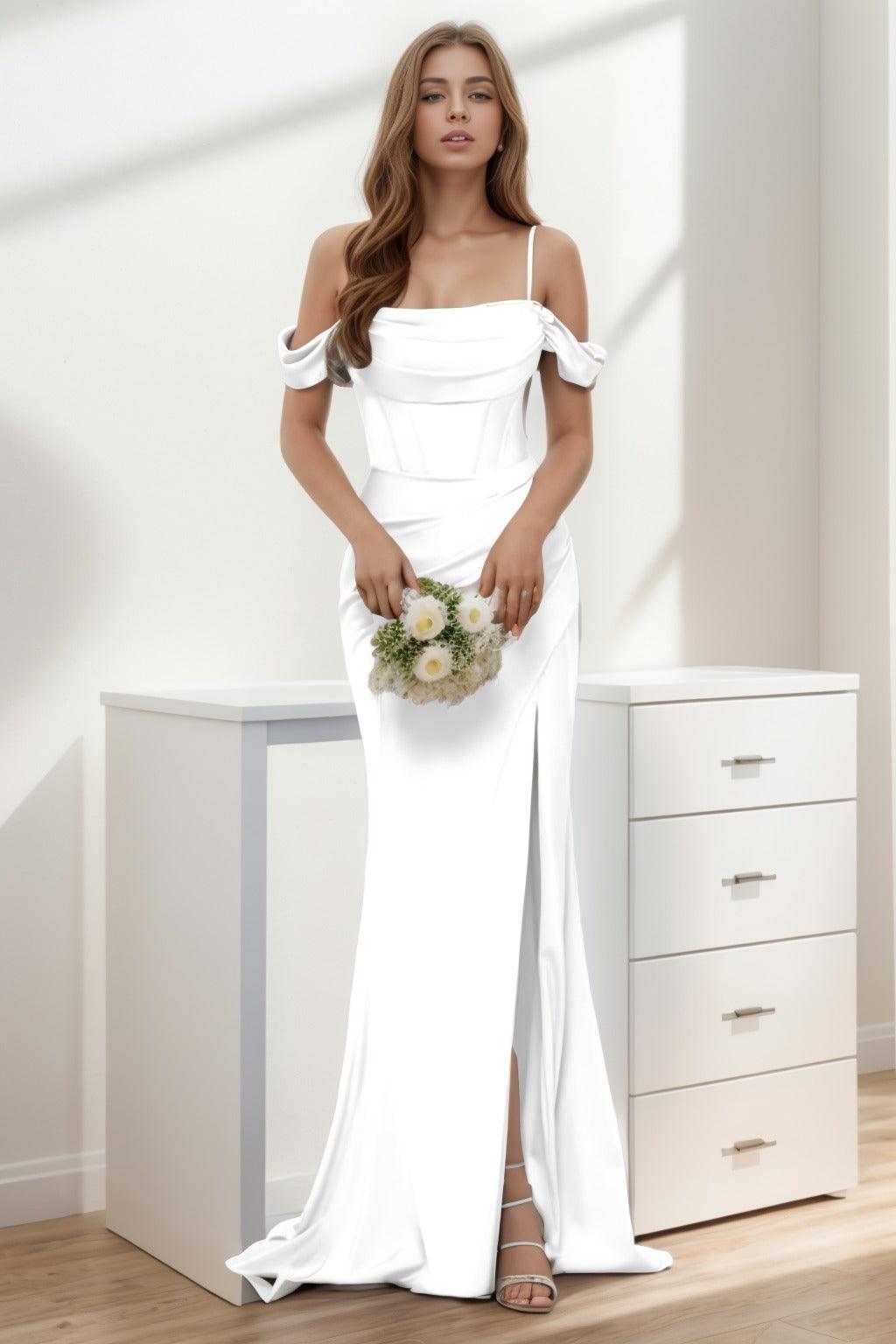Trumpet-Mermaid Sweep-Brush Train Silk-Like Prom Dress CS0399 - COCOMELODY