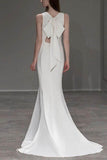 Trumpet-Mermaid Sweep-Brush Train Satin Wedding Dress 709458498838 - COCOMELODY