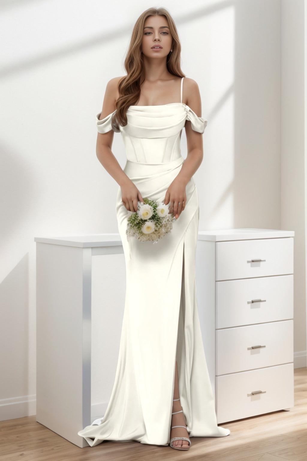 Trumpet-Mermaid Sweep-Brush Train Silk-Like Prom Dress CS0399 - COCOMELODY