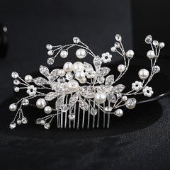 Bridal headwear Wedding accessories Handmade pearl hairdo Combs 524354077005 - COCOMELODY