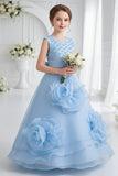 Sleeveless V-Neck Organza Floor Length Flower Girl Dresses 1029248406776