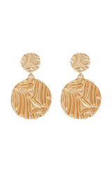 Metallic atmosphere exaggerated earrings Fashion round pattern medium long earrings 677325329302 - COCOMELODY