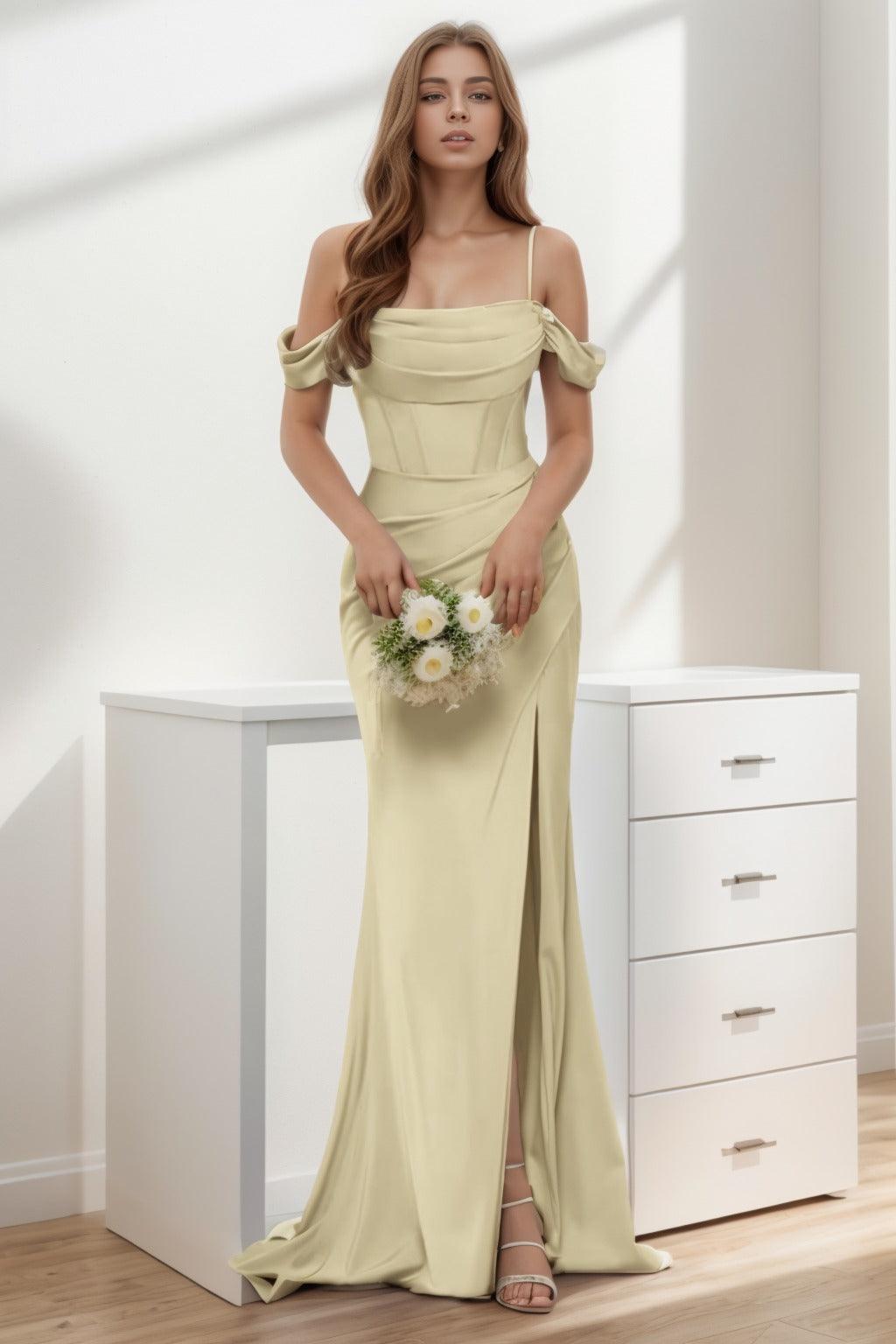 Trumpet-Mermaid Sweep-Brush Train Silk-Like Prom Dress CS0399 - COCOMELODY