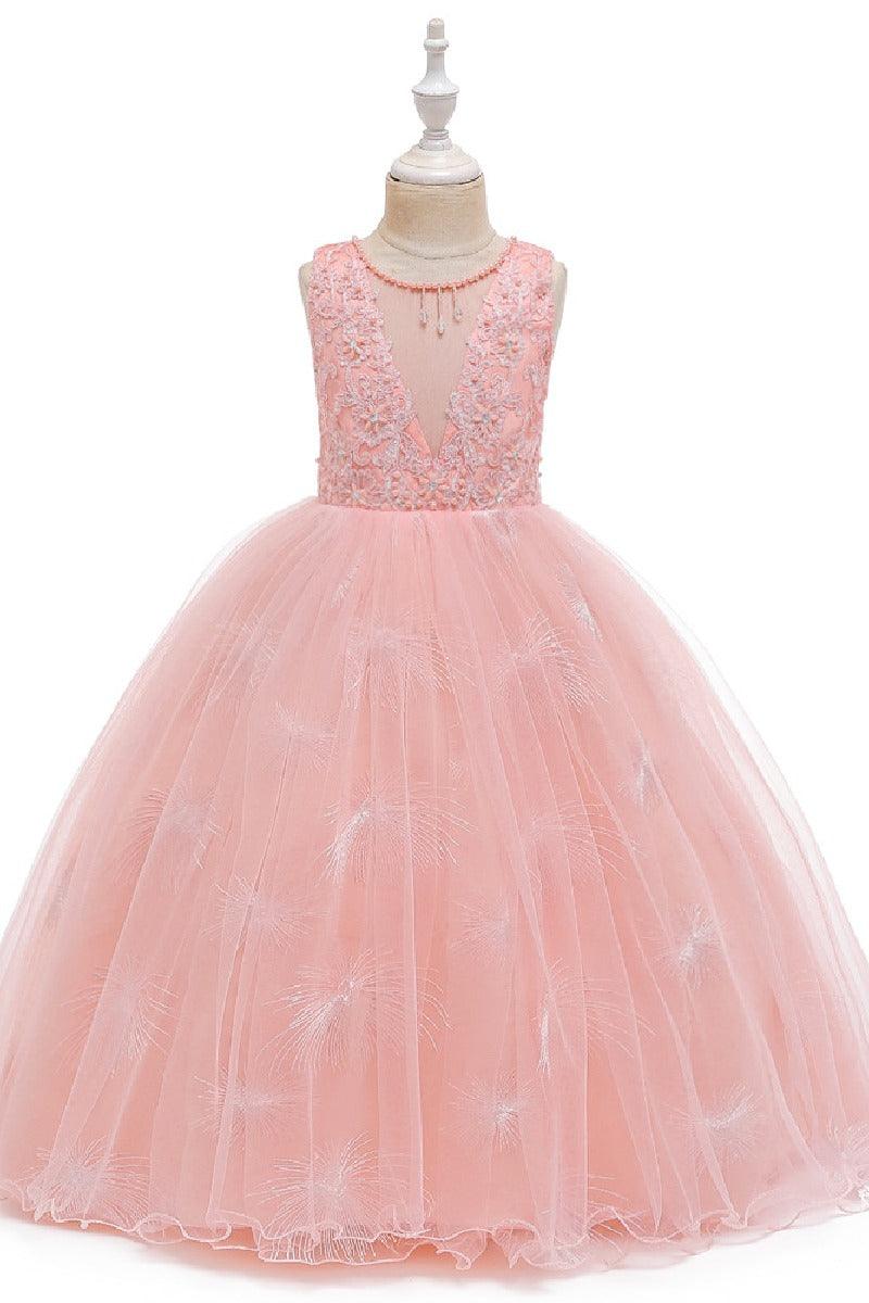 A-Line/Princess Scoop Neck Tulle Flower Girl Dresses With Sash/Bow 612626068133 - COCOMELODY