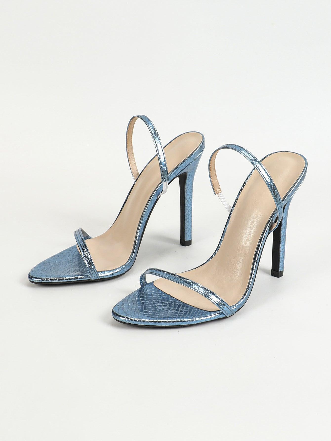 Faux Leather Single Strap Stiletto Heels 816351874612 - COCOMELODY
