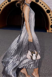 A-Line Ankle Length Bronzing Fabric Wedding Guest Dress 950314246285