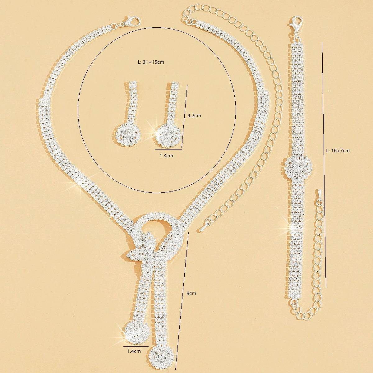 Gorgeous Zircon Earrings/Necklace Jewelry Sets (Set of 3) 912880691069 - COCOMELODY