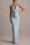 Trumpet-Mermaid Maxi Luxe Satin Semi-Formal Dresses 895917818892 - COCOMELODY
