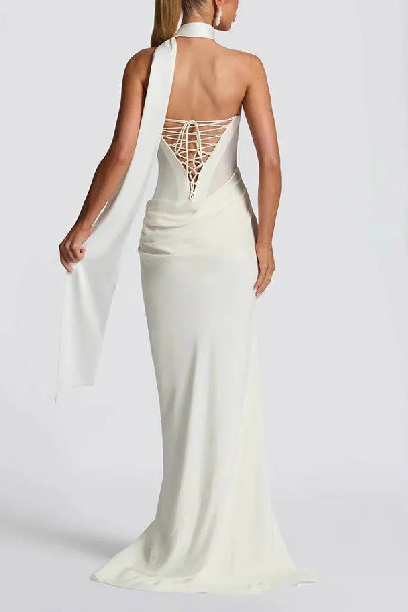 Sheath-Column Sweep-Brush Train Elastic Silk like Satin Formal Evening Dress 972310810695 - COCOMELODY