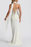 Sheath-Column Sweep-Brush Train Elastic Silk like Satin Formal Evening Dress 972310810695 - COCOMELODY