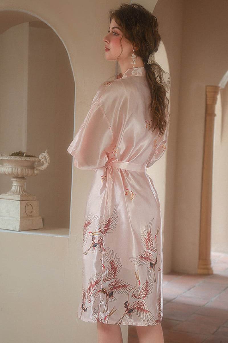 Hand-painted Floral Print Long Women's Robe-Set 659708207947 - COCOMELODY