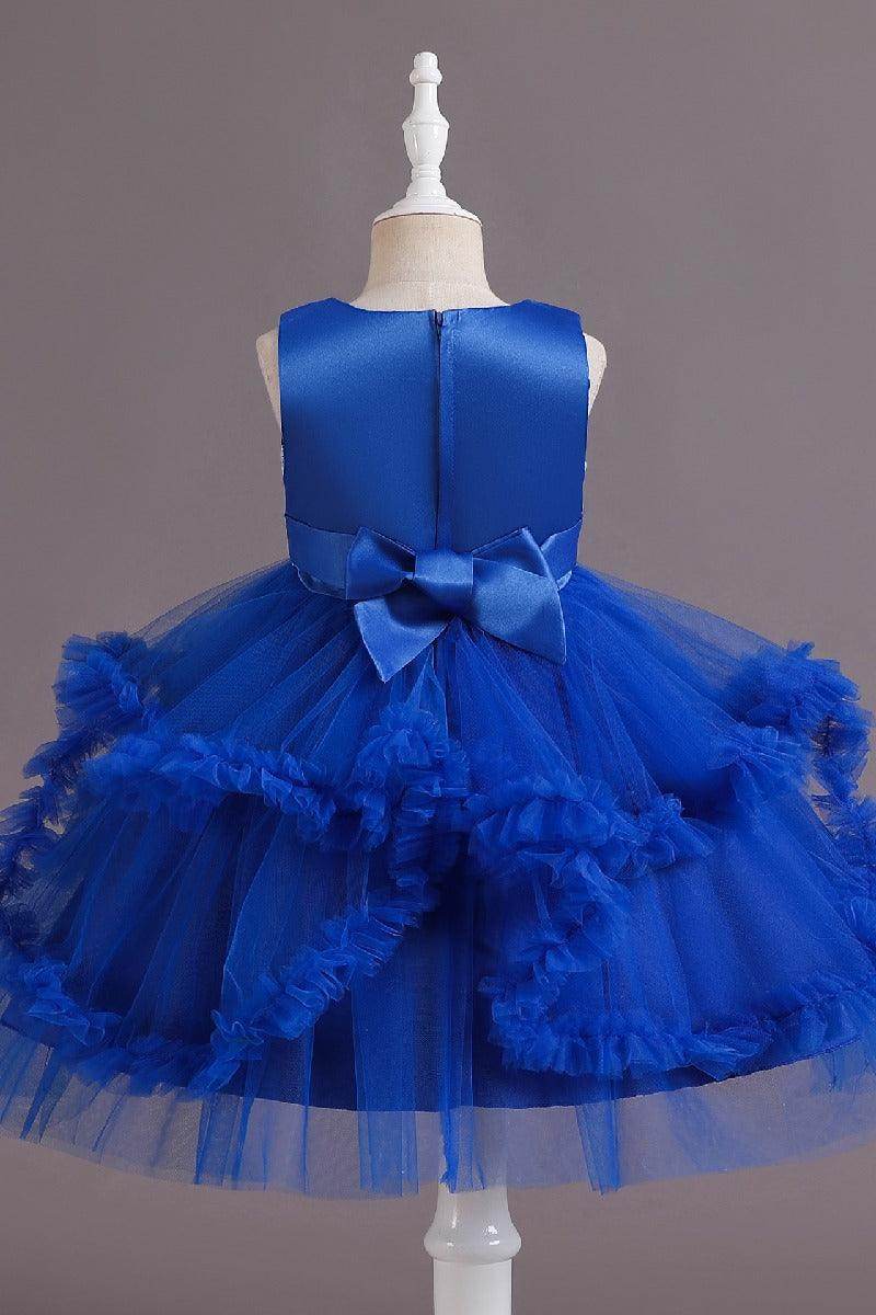 A-Line Scoop Neck Printed lace/Tulle Flower Girl Dresses With Cascading Ruffles 677572994905 - COCOMELODY