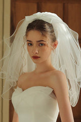 Two-tier Cut Edge Tulle Hip Veils with 889594187333 - COCOMELODY