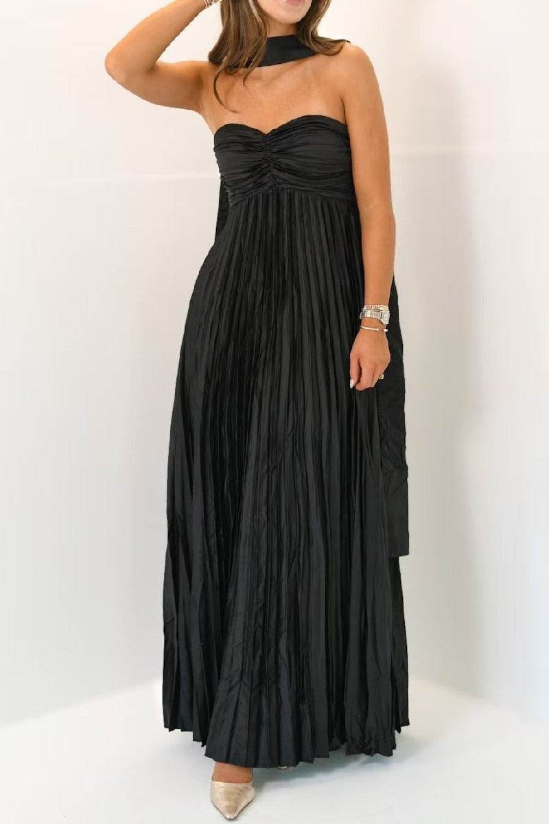 A-line Maxi Pleated Spandex Satin Formal Evening Dresses 937501662612 - COCOMELODY