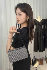 Stylish All Diamond bling rhinestone chain set with diamond Hand full diamond underarm bag 704230461982 - COCOMELODY