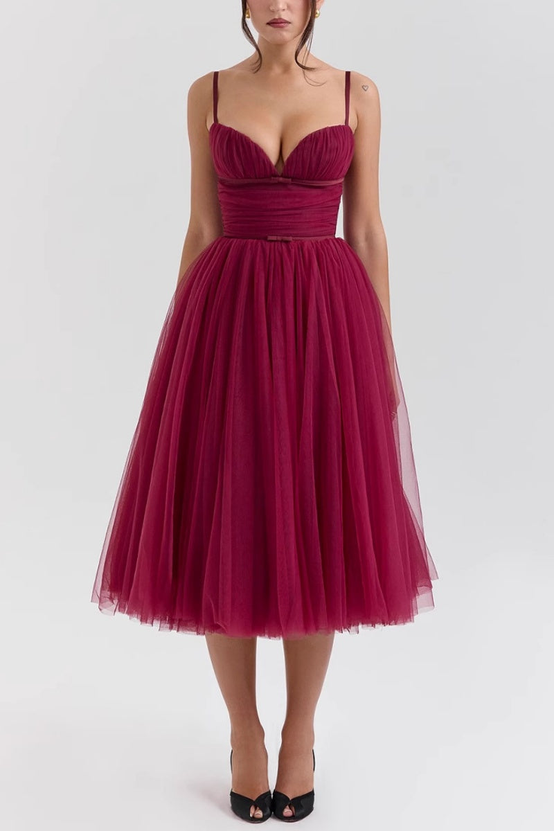 A-line Spaghetti Strap Tulle Formal Evening Dresses 854604954195