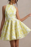 A-Line Mini Print Casual Wedding Guest Dresses 897041198034 - COCOMELODY
