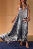 A-Line Ankle Length Bronzing Fabric Wedding Guest Dress 950314246285